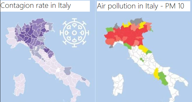 Corona virus and air pollution in Italy